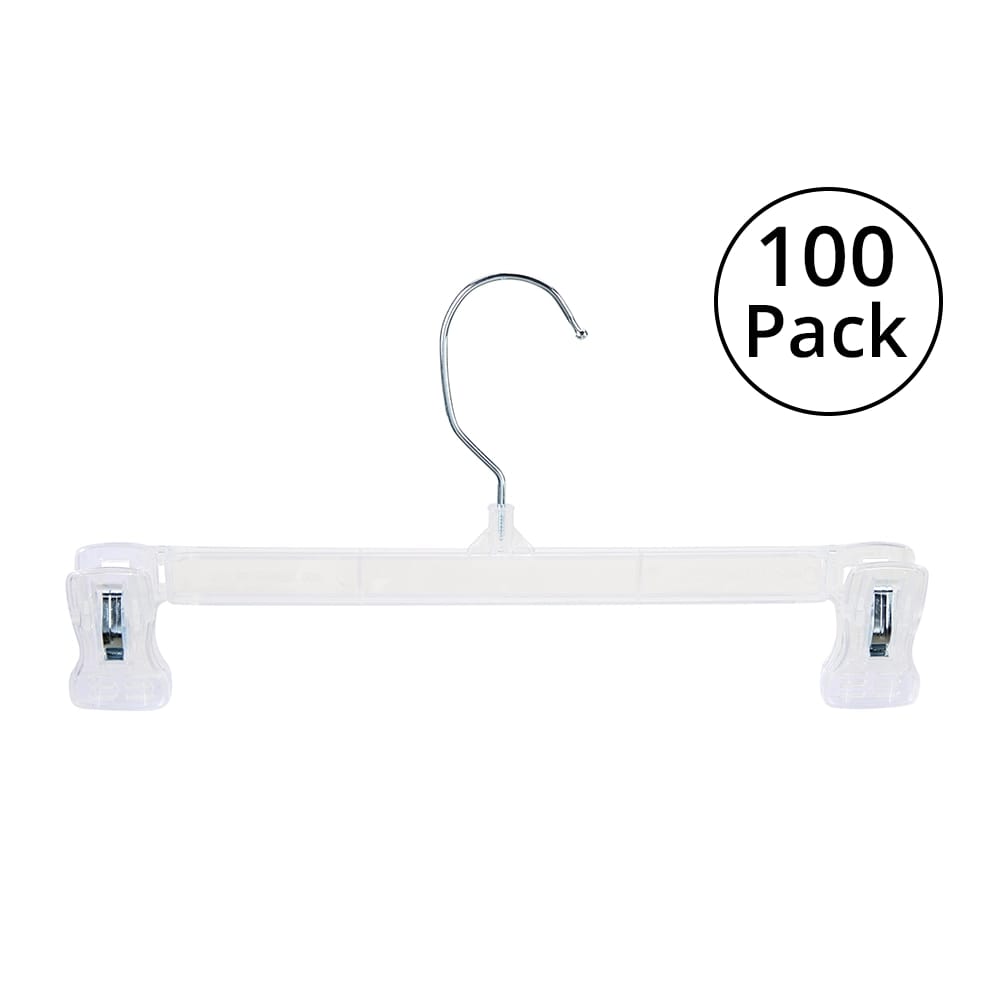 12" Pants/Skirt Hanger, Clear, 100 Pack
