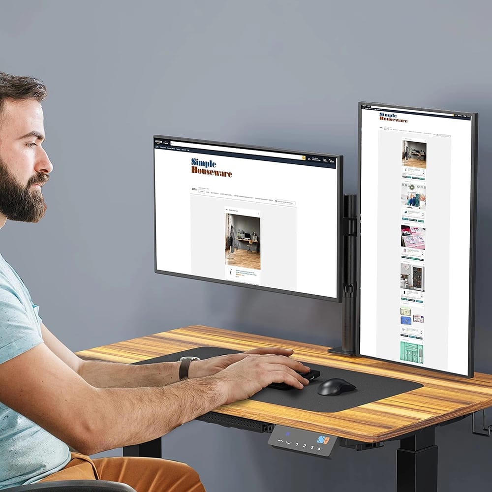 SHW Fully Adjustable Dual Monitor Desk Mount