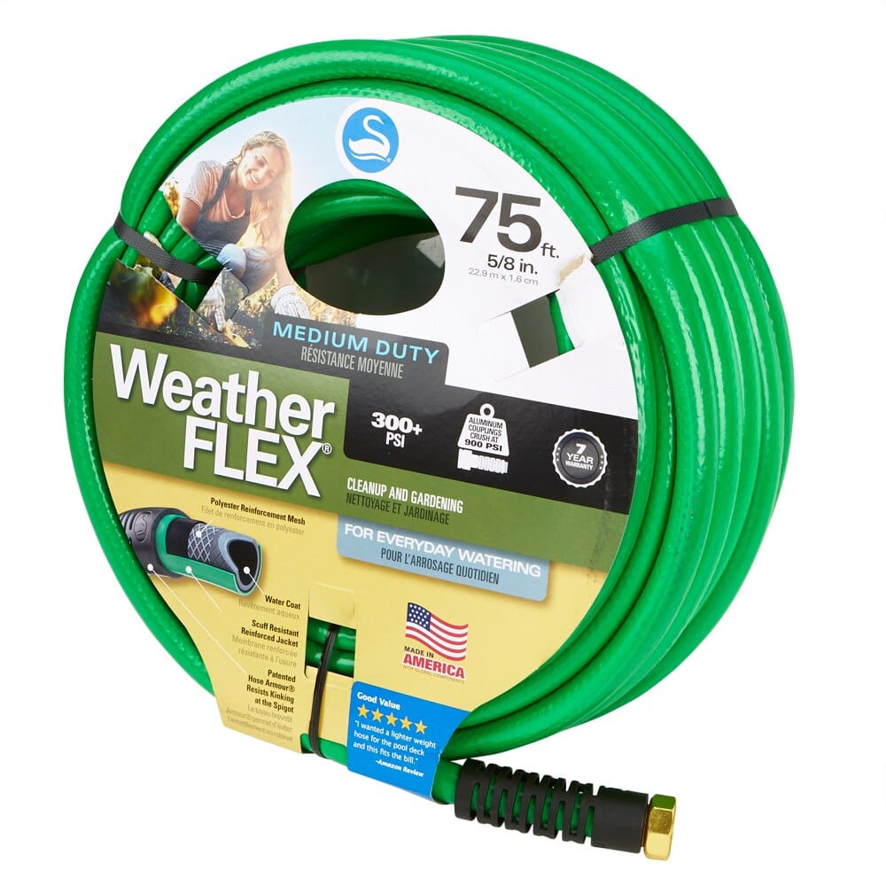 Swan 5/8" Medium-Duty Weather Flex Garden Hose, 75'