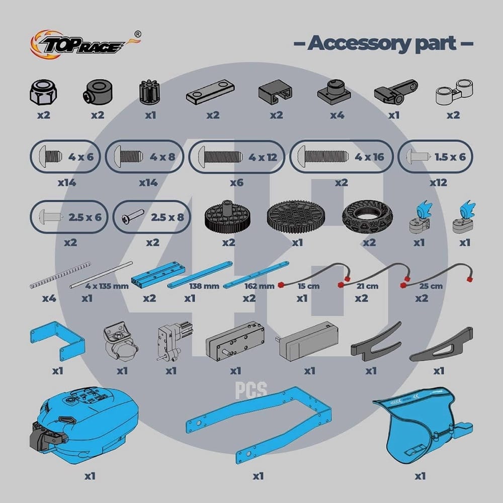 Top Race DIY Robotic Catapult, Blue/Gray