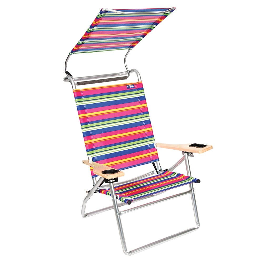 4 Position High-Back Beach Chair with Canopy