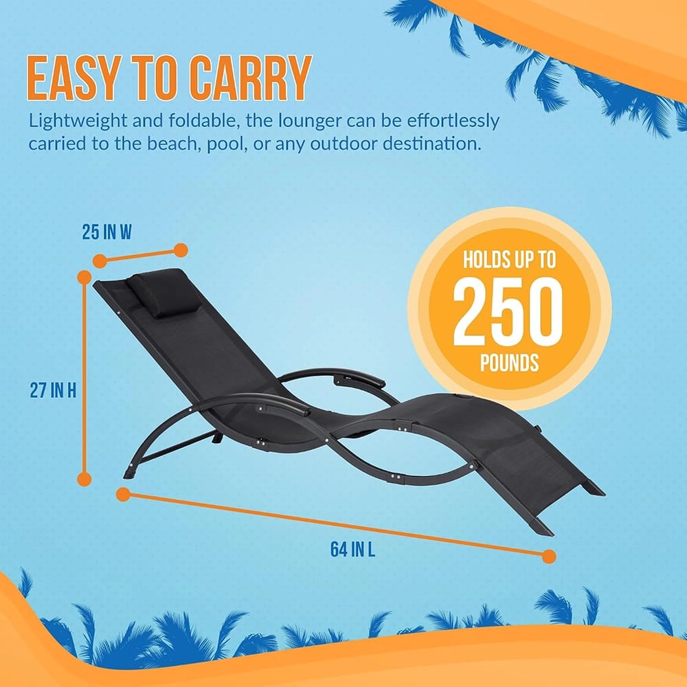 Island Retreat Outdoor Mesh Lounge Chair, Black