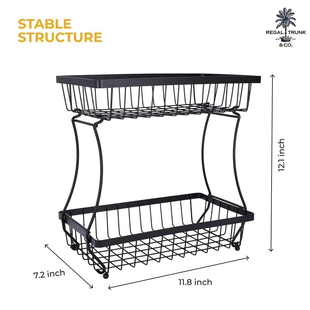 Regal Trunk & Co. 2 Tier Fruit Basket, Black