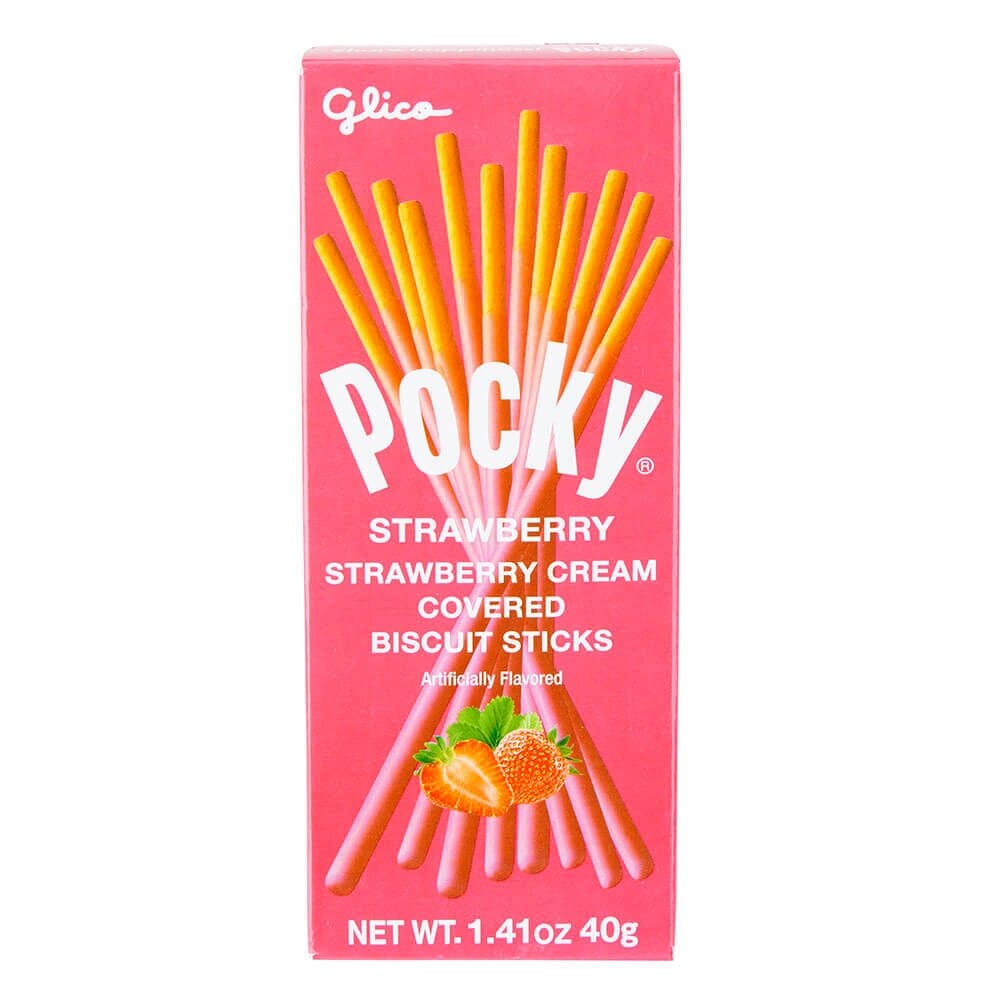 Pocky Strawberry Cream Covered Biscuits, 1.41 oz