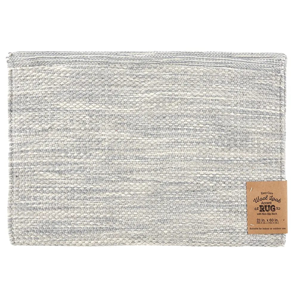 Wool Look Easy-Care Indoor/Outdoor Accent Rug, 21" x 60"
