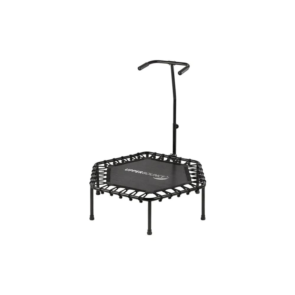 Machrus Upper Bounce Hexagonal Mini Trampoline with Adjustable T-Shaped Handrail, Black, 40"