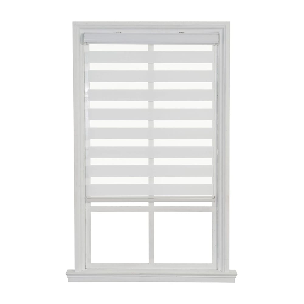Cordless Textured Fabric Push-up Shadow Roller Shade, White, 39" x 66"