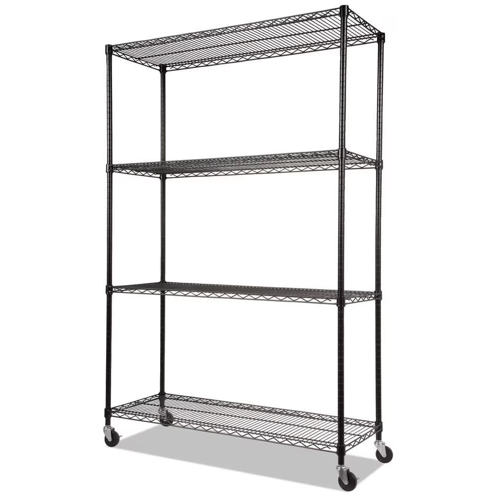 Alera 4-Shelf Wire Unit, Black, 48" x 18" x 72"