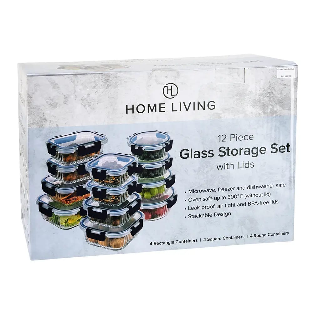 Home Living 12 Piece Glass Navy Storage Set with Lids