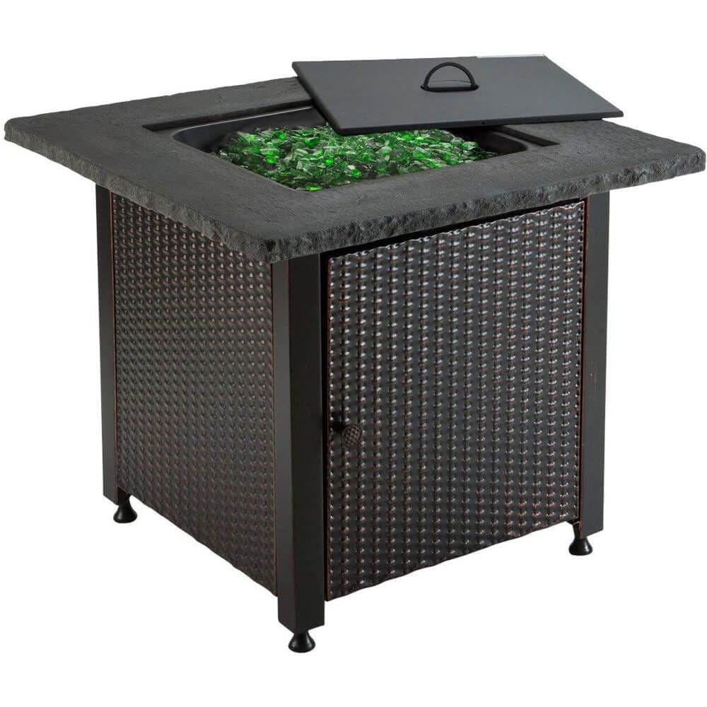 Endless Summer 30" Outdoor Propane Gas Fire Pit, 50,000 BTU, Green Fireglass