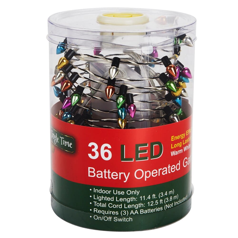 Jingle Time LED Battery Operated Garland Wire Lights, 12.5'