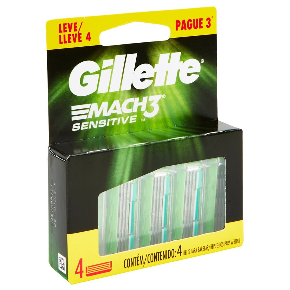 Gillette Mach3 Sensitive Razor Blade Refills, 4 Count