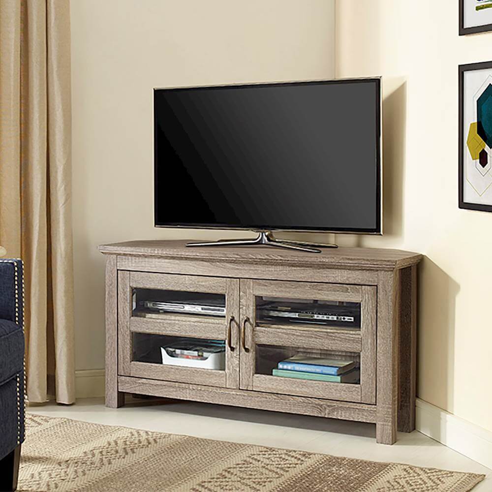 Walker Edison 48" Corner TV Stand, Driftwood