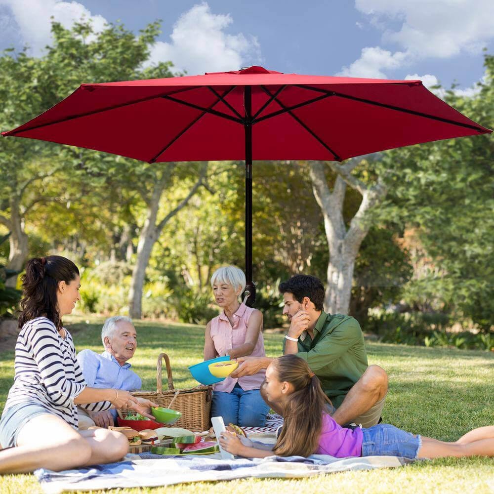 Abba Patio Outdoor Patio Umbrella with Push Button Tilt and Crank, 9', Red