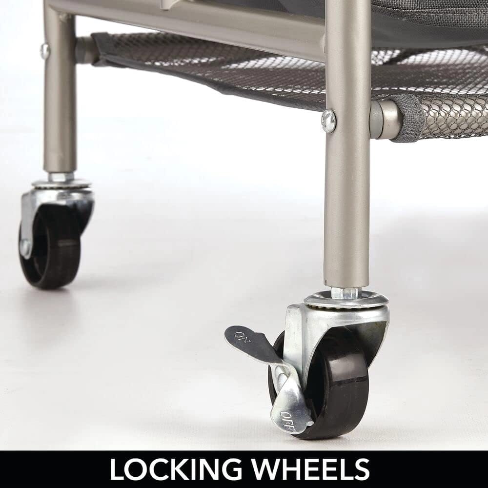 mDesign Portable Laundry Sorter with Wheels, Silver