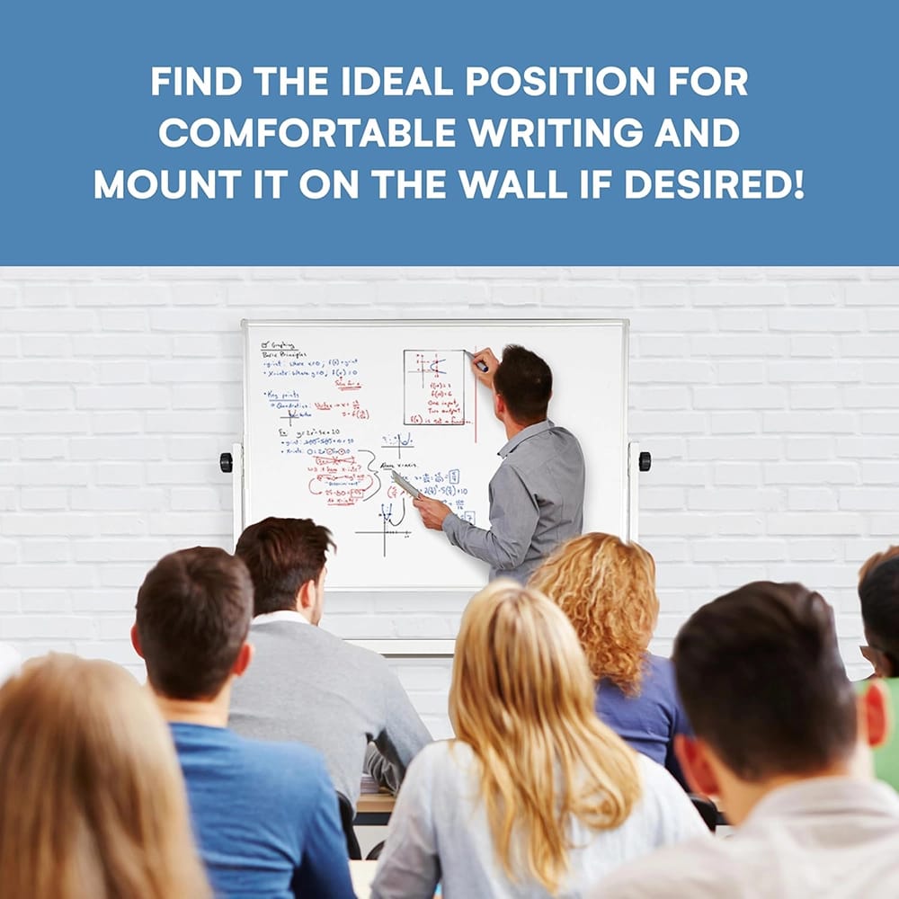 Flybold Rolling Whiteboard with Stand, 47" x 32"