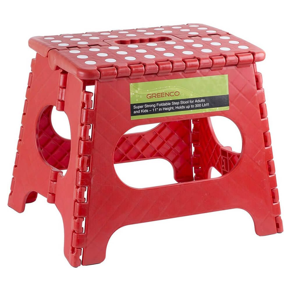 Greenco Foldable Step Stool, Red