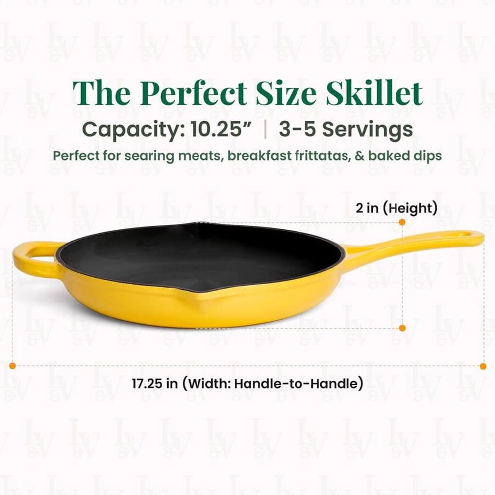 Larder & Vine 10" Enameled Cast Iron Skillet, Limoncello