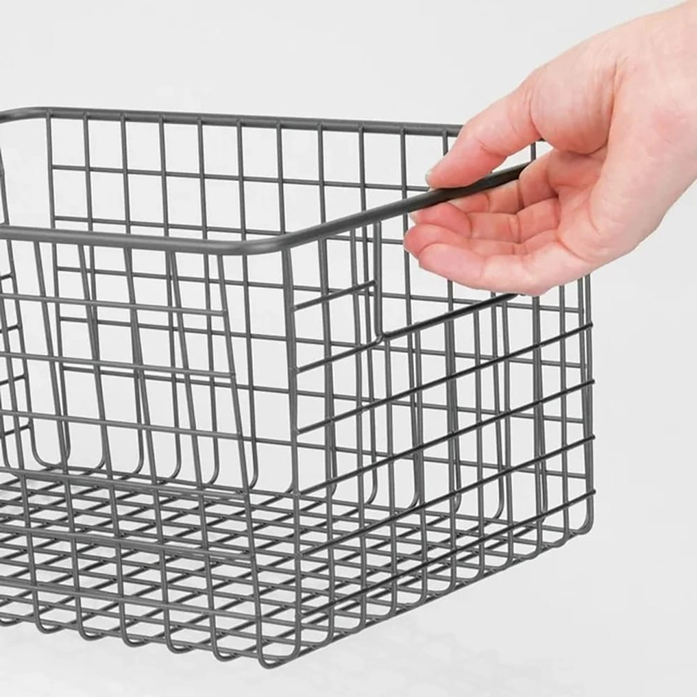 mDesign Metal Wire Basket, Dark Gray, 4 Pack