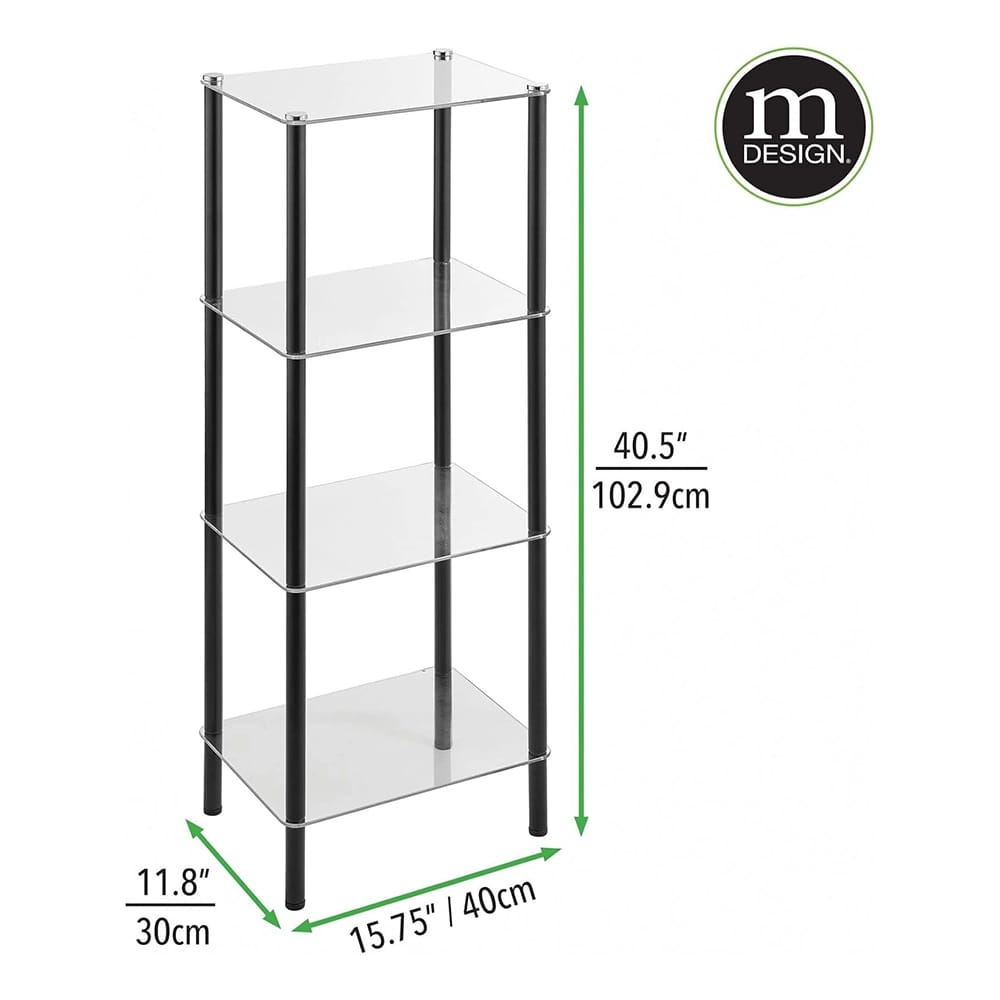 mDesign 4-Tier Glass Shelf, Black