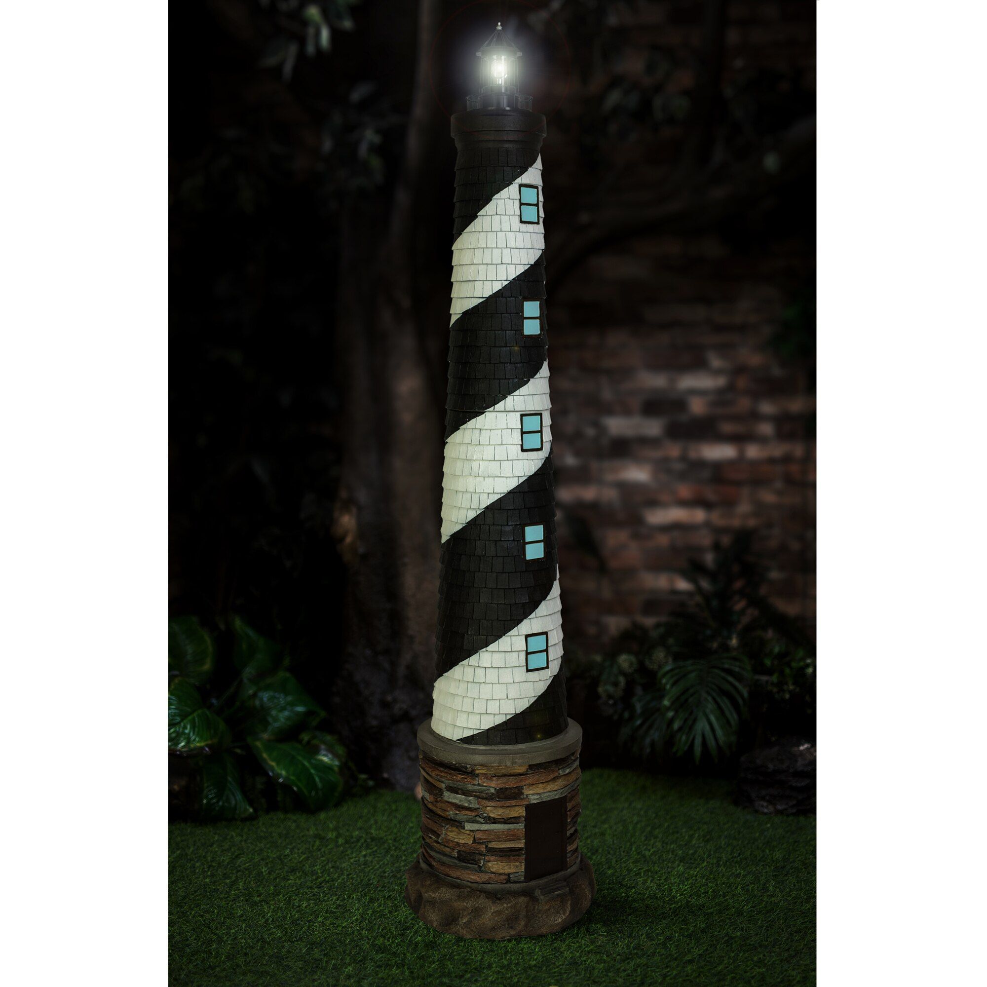 72" Solar Lighthouse with Foghorn Sound