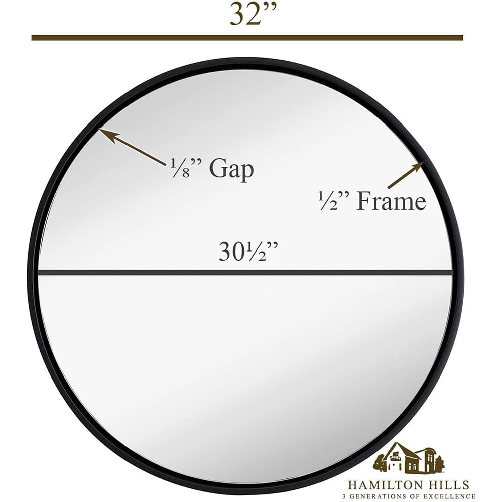 Hamilton Hills 32" Circle Wall Mirror, Black