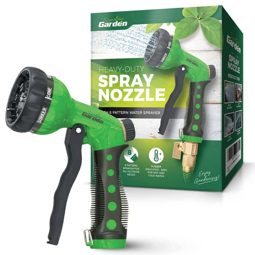 Signature Garden Heavy-Duty Spray Nozzle with 8 Watering Patterns, Green