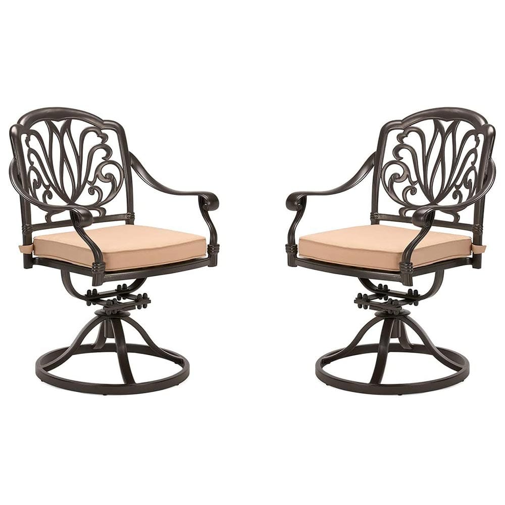 Laurel Canyon Outdoor Patio Swivel Dining Chairs, Set of 2, Dark Brown