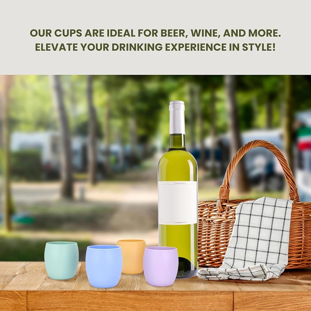 Brynnberg 6.8 oz Silicone Wine Glasses, Multicolor, Set of 4