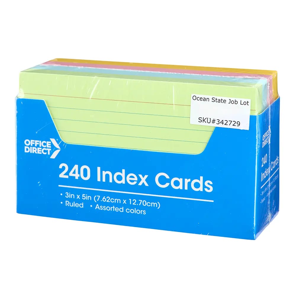 Office Direct Index Cards, Assorted Colors, 240 ct, 3" x 5"