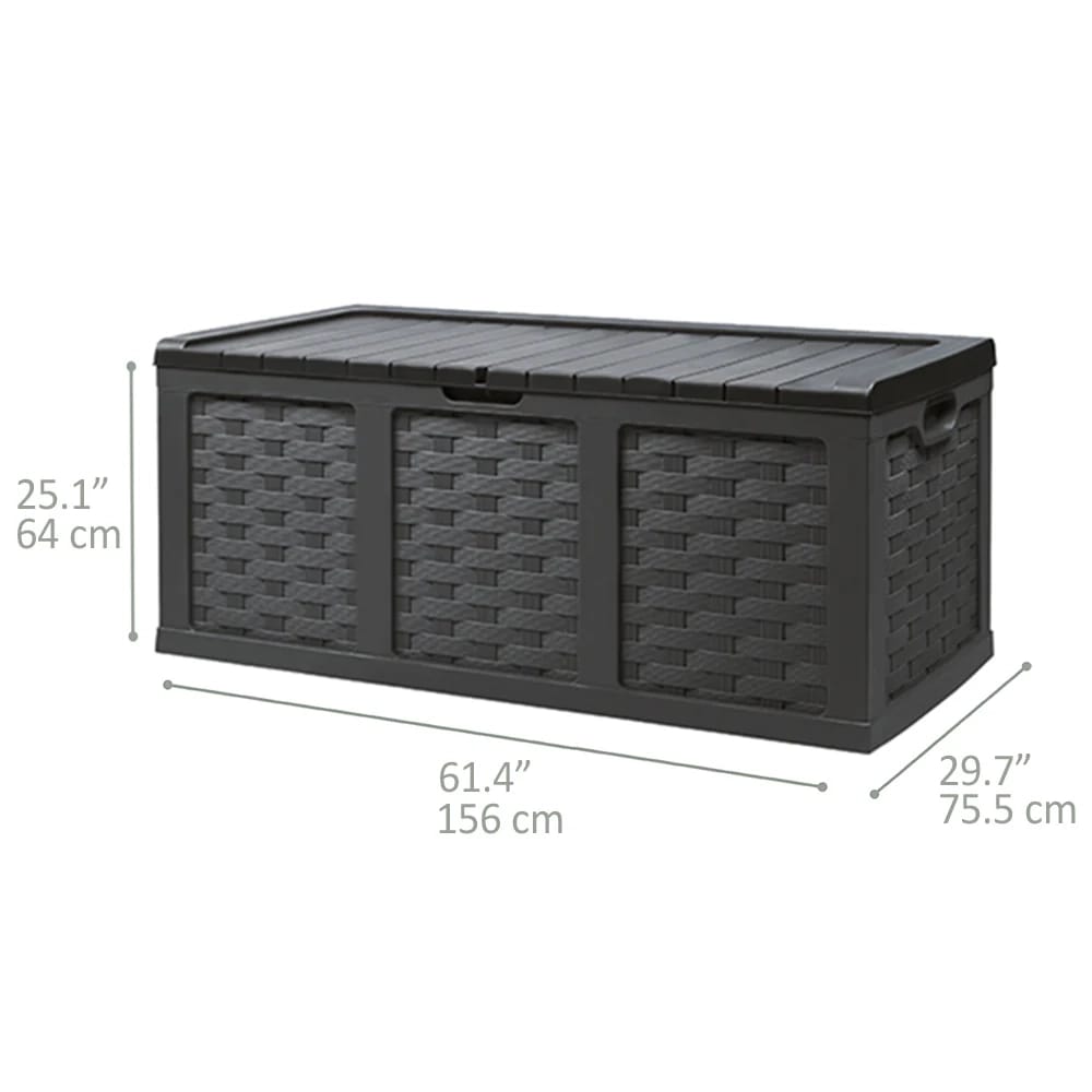 Extra Large Rattan Style Storage Box, Black, 153 Gal.