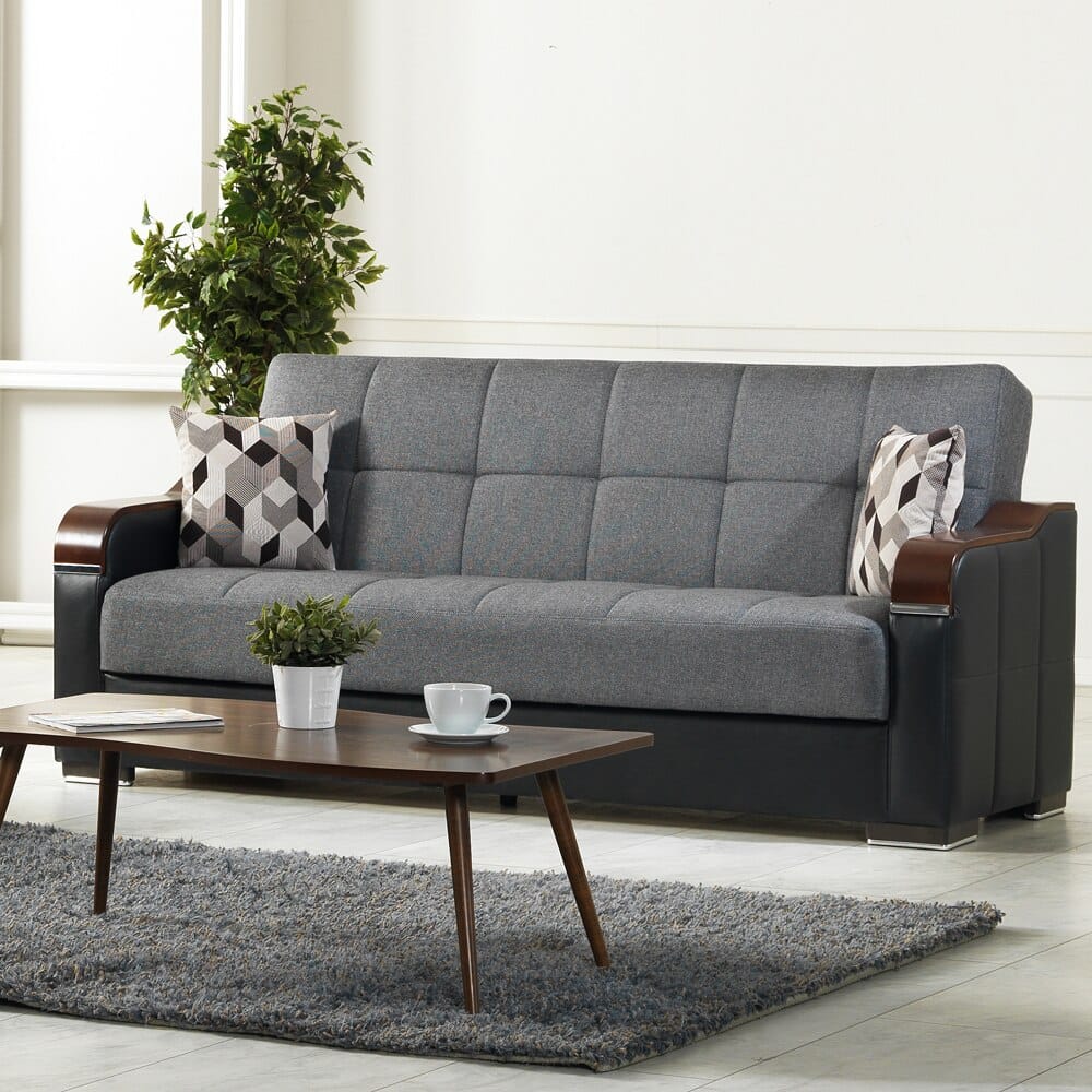 Melagio Carlton Sleeper Sofa with Storage, Gray