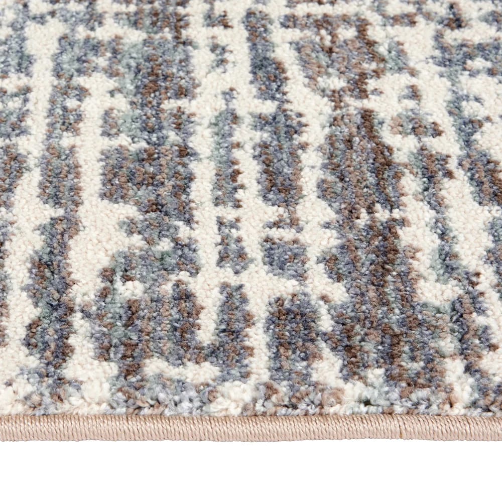 Hazel Collection 9' x 12' Grid Area Rug, Blue, Ivory & Gray