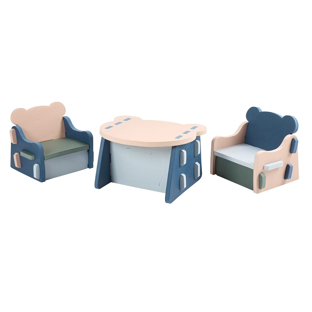 Childlike Behavior Foam Bear Table and Chairs, Multicolor
