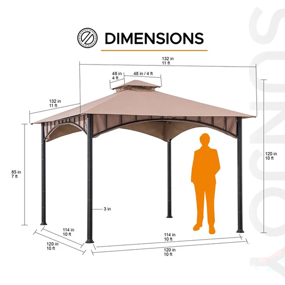 Sunjoy 11' x 11' Canopy Gazebo with Bamboo Look Steel Frame