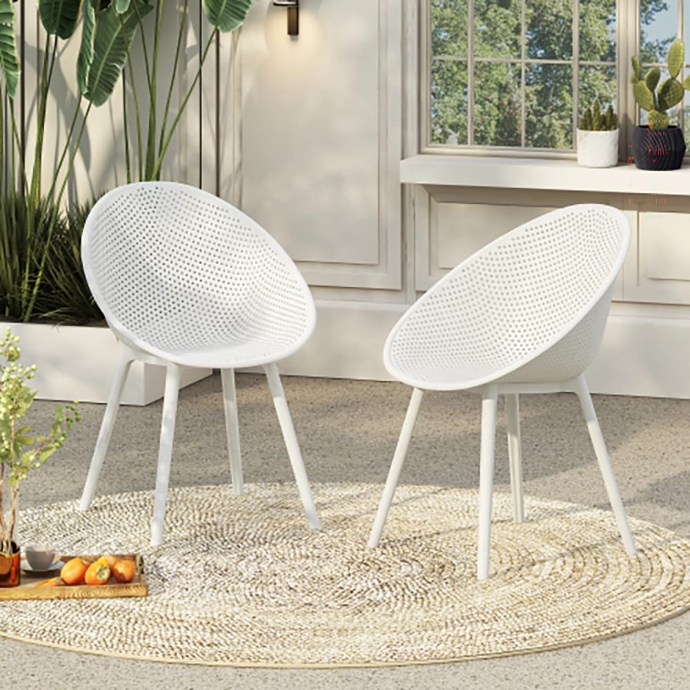 Gable Outdoor Dining Chair, White, Set of 2