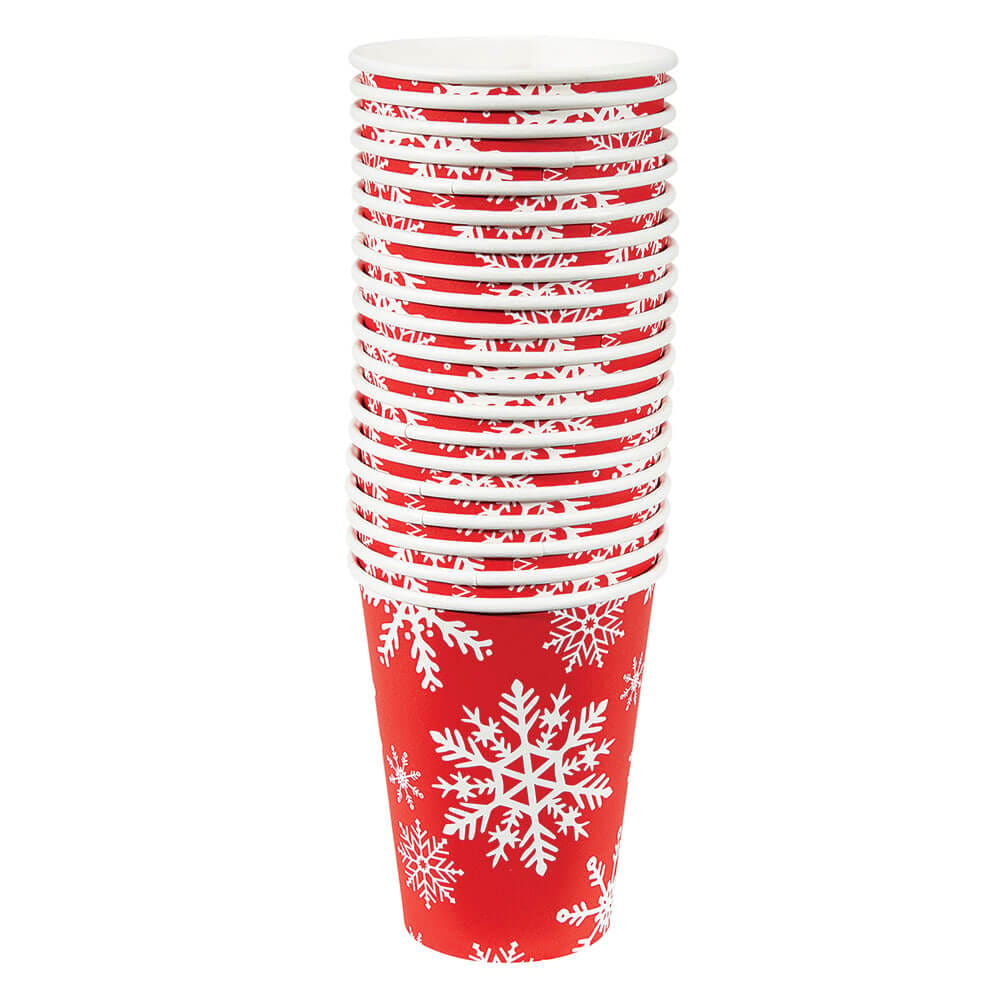 Glad Limited Edition Premium 12 oz Red Snowflake Paper Cups, 20 Count