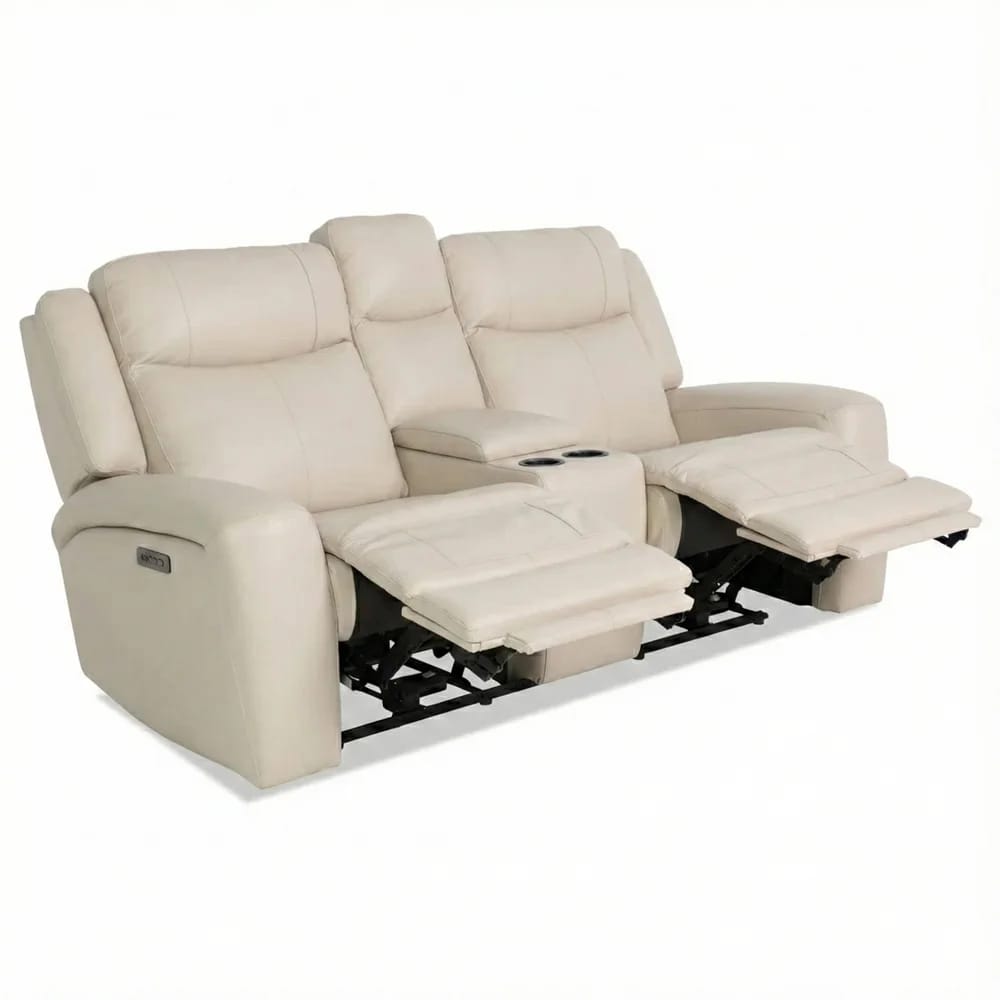 Verona Leather Power Recliner with Power Headrest, Taupe
