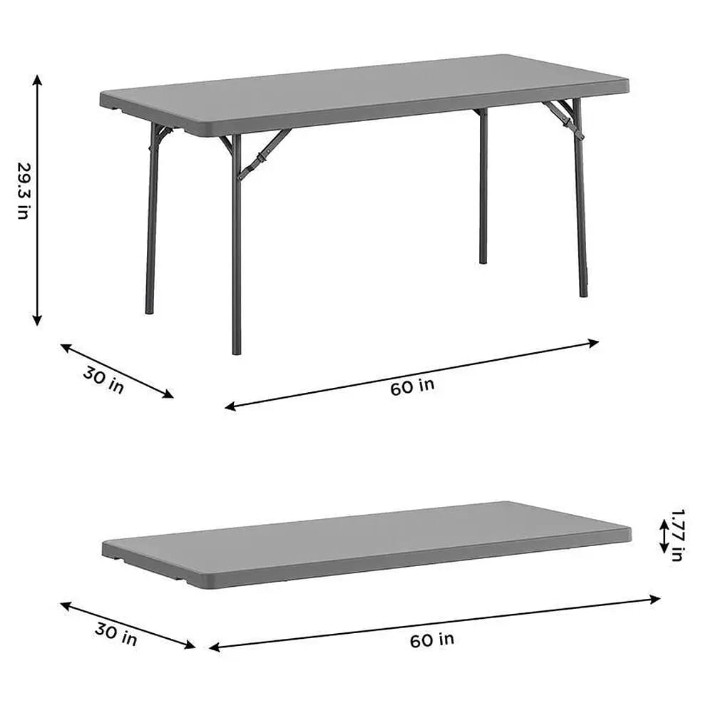 Cosco Zown Commercial 5' Folding Table, Shark Gray