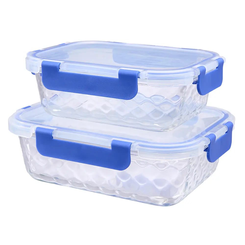 Home Living Glass Storage Containers With Lid, 2pk, 21.6 oz./35.1 oz.