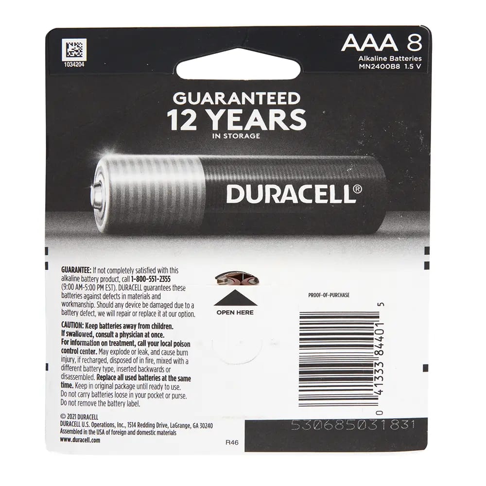 Duracell AAA Alkaline Batteries, 8pk