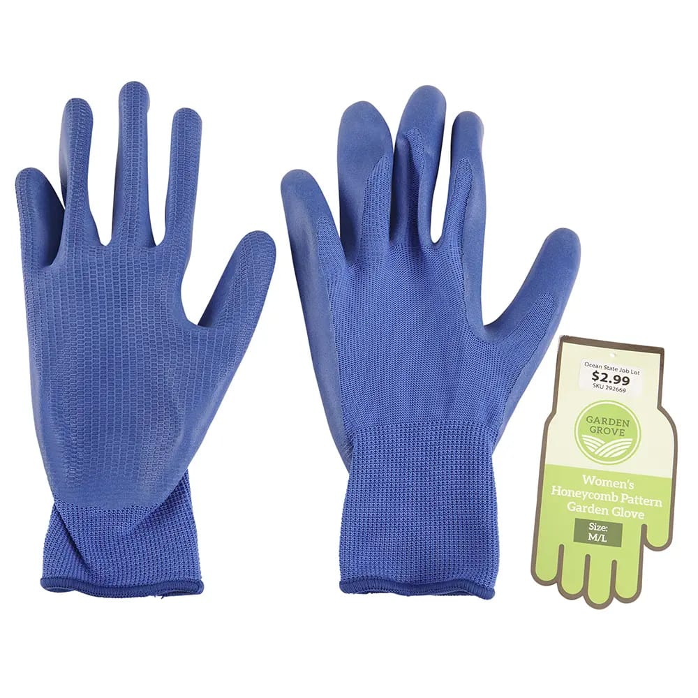 Garden Grove Women's Honeycomb Pattern Garden Gloves, Blue, Size M/L