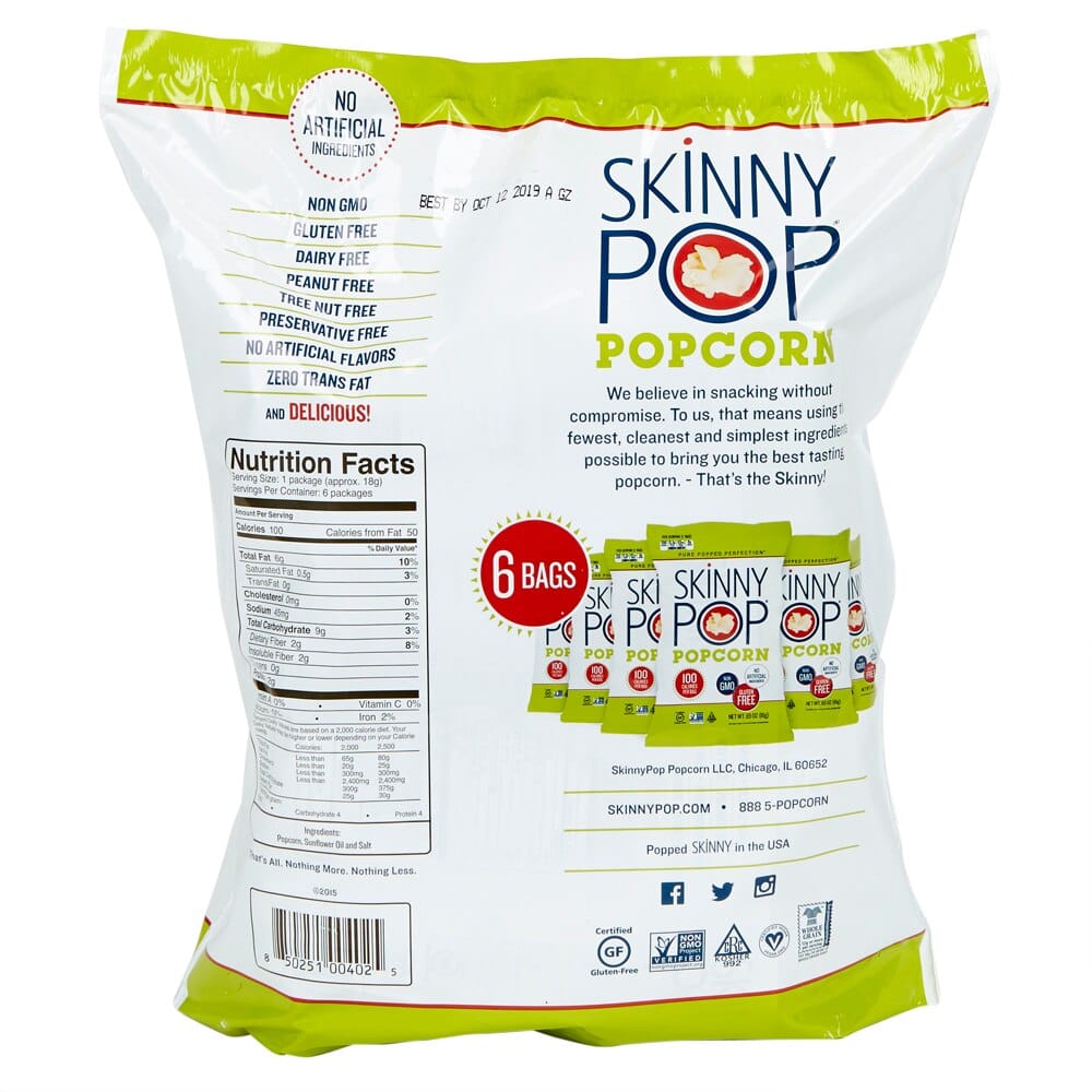 Skinny Pop Popcorn, 6 Pack