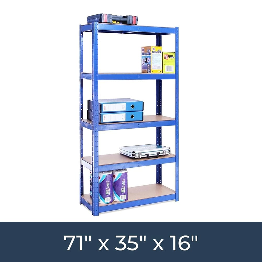 G-Rack 5-Tier Garage Shelving Unit, 35" x 16" x 71", Blue