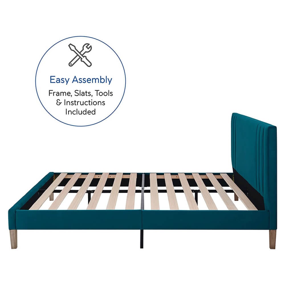 Classic Brands Chicago Modern Tufted Upholstered Full Bed Frame, Antonio Juniper