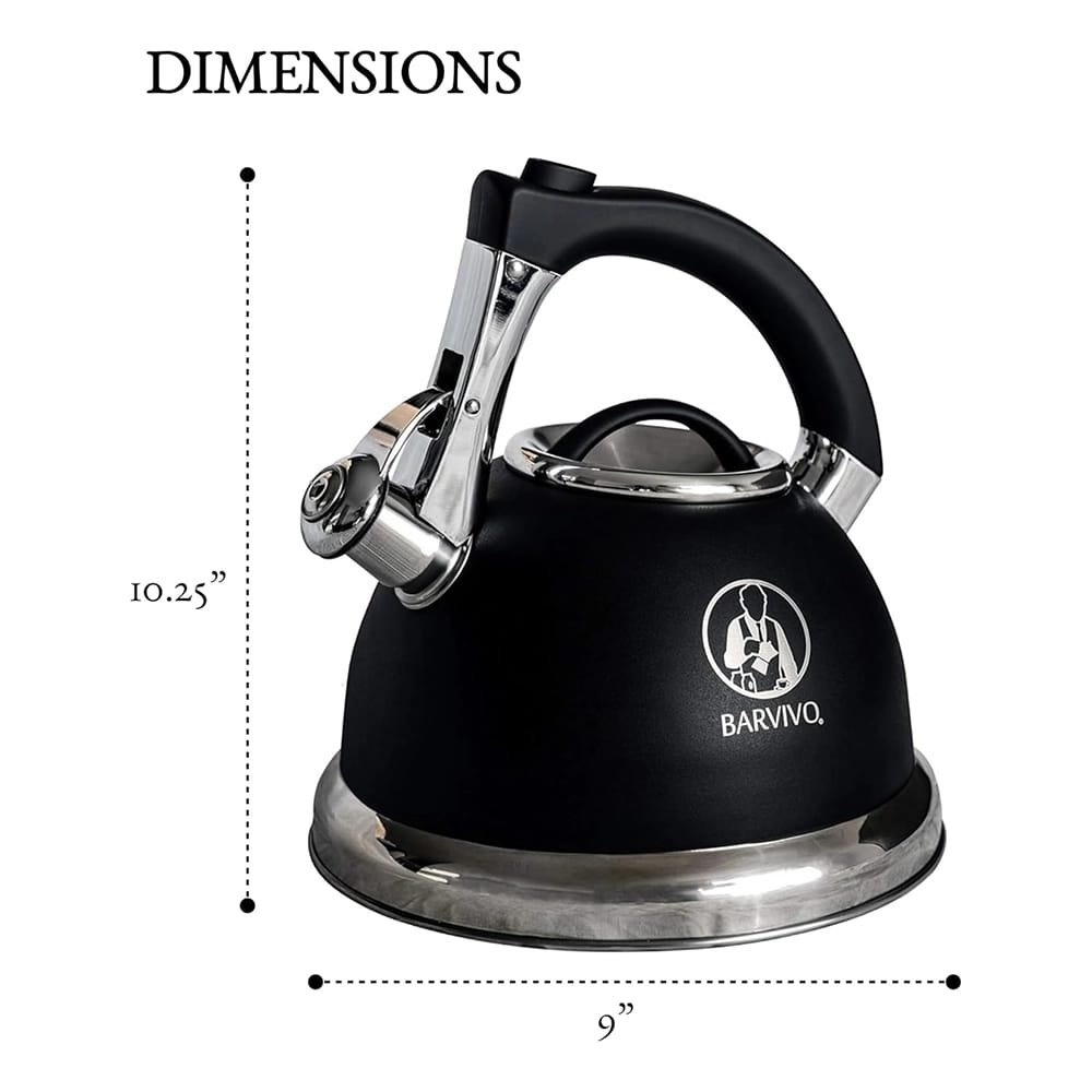 BARVIVO Premium Whistling Tea Kettle, Black