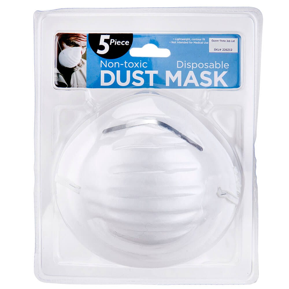 Non-Toxic Disposable Dust Masks, 5 Count