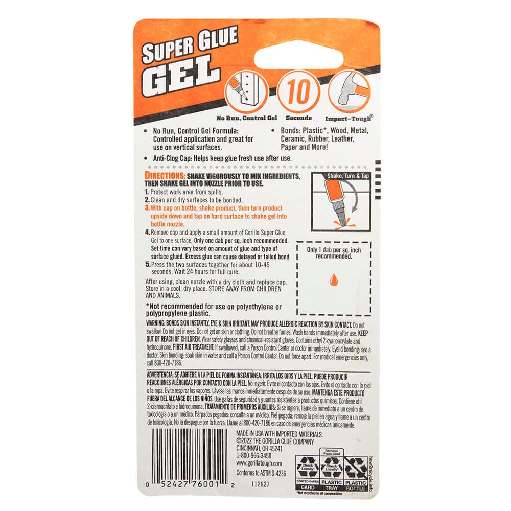 Gorilla Glue Super Glue Gel, 15 g