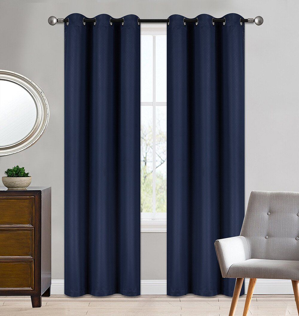 Soft Home 37"x84" Energy Saving Woven Blackout Curtains with Grommets, 2-Count