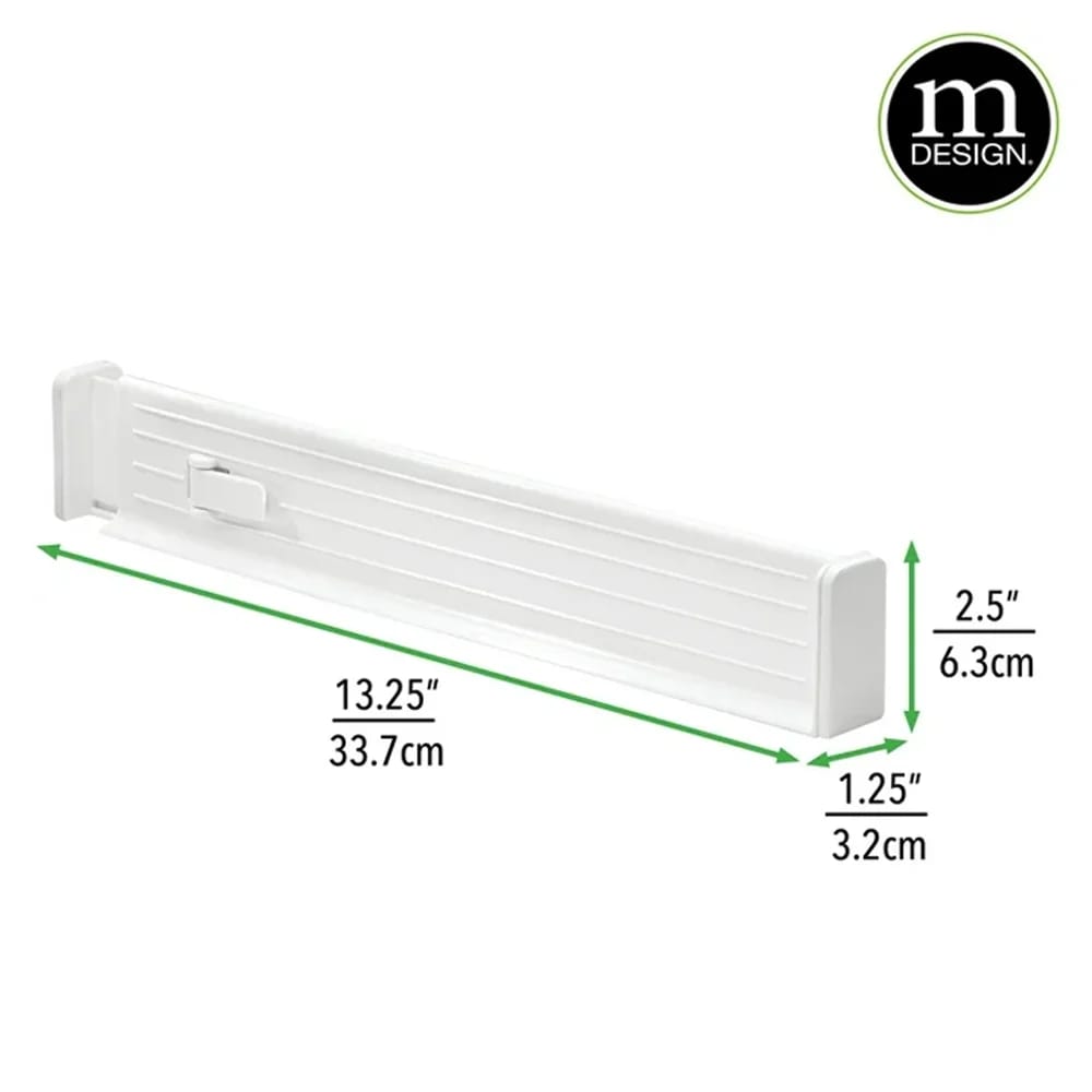 mDesign Adjustable Dresser Drawer Divider, White, 4 Pack